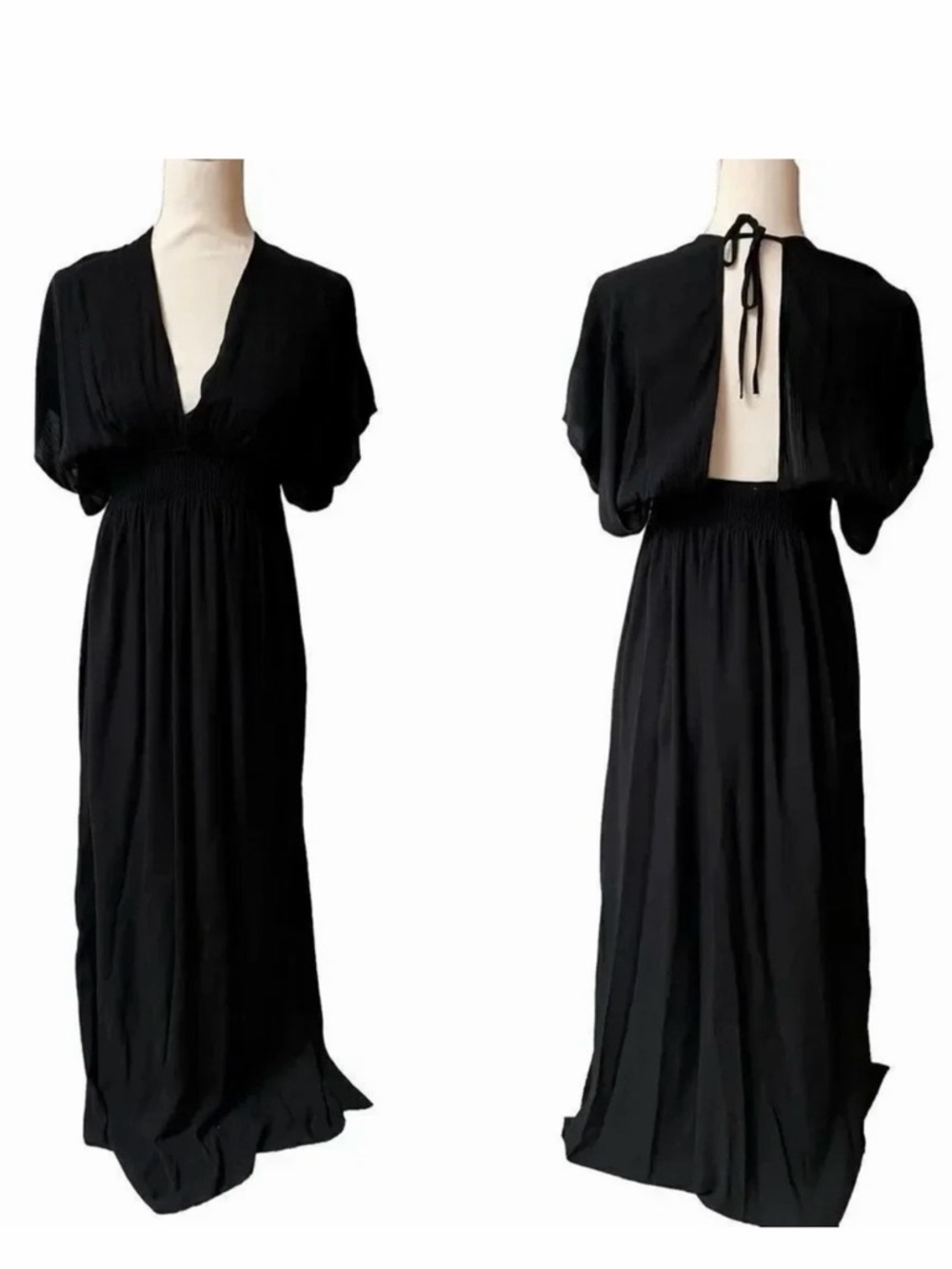 Anthropologie Ella Moss Kimono Sleeve Crinkle Rayon Maxi Dress Size XS